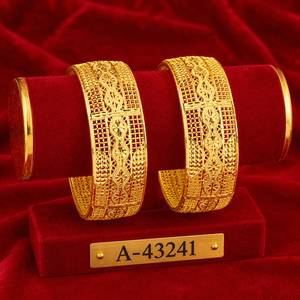 Traditional Indian Trendy Geometric Gold Plated Alloy Wide Cuff Kada Bangle | Wedding & Party Wear A-43239 - Product Image 3