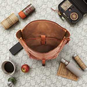 Waterproof <b>Leather</b> Roll Top <b>Backpack</b> Mens Laptop Rucksack Genuine Cowhide Travel Bag Low MOQ Custom Logo LTBP-0036 - Product Image 6