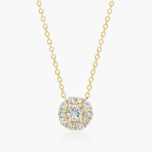 0.35CT Lab Grown Diamond Halo Pendant <b>Necklace</b> 10KT Gold Round Cluster IGI Certified Wedding Fine Jewelry - Product Image 4