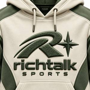 Sweat-shirt à capuche pour homme, logo en relief, manches raglan, style sportif, tissu French Terry 100% coton, poche unie, vêtements d'hiver - Product Image 4
