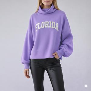 Sweat-shirt pour femme de haute qualité, couleur unie, coupe ample, anti-boulochage, col montant, manches longues, style automne - Product Image 2