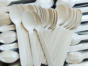 Cuillères en bois de bouleau compostables de qualité supérieure, 155 mm, écologiques, jetables, pour la crème glacée, le yogourt et les desserts, pour les événements de restauration - Product Image 1