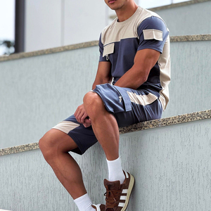 Men's Printed Cotton T Shirt And Shorts <b>Set</b> Comfortable Casual Summer Sportswear Two Piece Running Fitness Clothing - Product Image 2