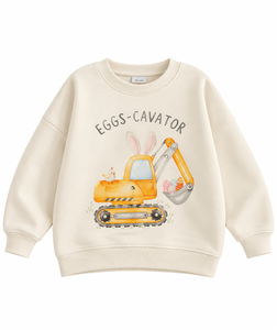 Sweat-shirt unisexe à col rond avec imprimé de dessins animés Cream Eggs Cavator, coupe ample, décontracté, pour le printemps - Product Image 1