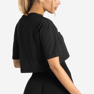 Camiseta Corta de Diseño Nuevo Personalizada para Mujer, Camiseta de Manga Corta con Hombros Caídos, Top Corto Holgado para Mujer - Product Image 3