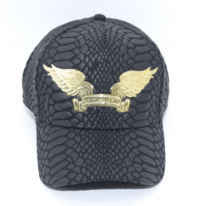 Robin's Uan <b>Black</b> Canvas Baseball Cap with Gold <b>Wings</b> Logo Unisex Adjustable 5-Panel Summer Luxury Style - Product Image 1