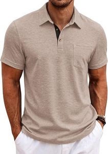 Chemise décontractée pour homme en tissu sergé anti-plis avec poches, en Spandex/Polyester, manches courtes, 180g, pour fabricants de chemises, vente en gros, golf - Product Image 5