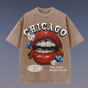 T-shirt unisexe à manches courtes en tricot oversize, imprimé Hip-Hop rétro euro-américain, pour couples style urbain - Product Image 2