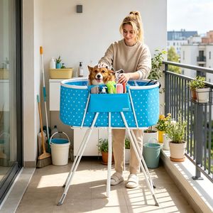 Vasca Professionale per Toelettatura Animali Domestici per Uso Interno - Bagno per Rettili e Gatti, Pulizia Cani, Materiali Legno e PP - Product Image 4