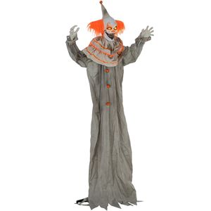 Clown Animatronico Biondo a Grandezza Naturale da 1,8 m con Suoni e Occhi Luminosi Attivati dal Movimento, Decorazione Esterna per Halloween - Product Image 1