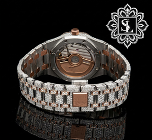 Reloj de Lujo con Movimiento ETA de Cuarzo Moissanite, Cristal de Zafiro en Dos Tonos, Chapado en Oro de 14k, Correa de Acero Inoxidable de 20mm - Product Image 4