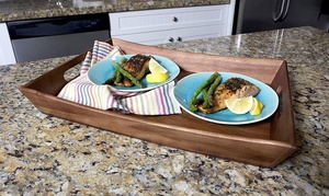 Bandeja de Servir de Madera de Acacia al por Mayor con Asas |   Bandeja Rectangular de Madera para Servir el Desayuno, Estilo Otomano, OEM ODM - Product Image 3