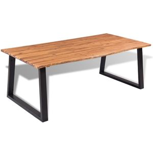 Mesa de Comedor Grande y Resistente de Madera de Acacia Sólida Marrón y Negra, Nueva e Impresionante - Product Image 3