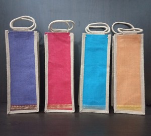 ถุงผ้ากระสอบสำหรับใส่ขวดไวน์พร้อมหูหิ้วเชือกฝ้าย ใช้ซ้ำได้ - Product Image 1