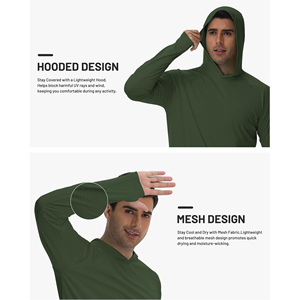 Sweat à capuche pour homme, protection UV, broderie, polyester/coton, ultra-léger, respirant, veste d'été - Product Image 5