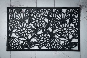 Black Rubber <b>Doormat</b> Rectangle Geometric Pattern Outdoor Non Slip Traditional Design Welcome Mat - Product Image 3