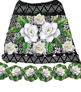 Otoño nuevo estilo bordado cintura Natural hasta el suelo transpirable Floral fiesta falda mujeres niñas de talla grande algodón de alta calidad - Product Image 1