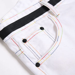 Pantalones Cortos de Mezclilla para Hombre, Bordados con Cristales, Desgastados, Bicolor Degradado, de Algodón, Casuales, de Verano, Ajustados, a la Moda - Product Image 4