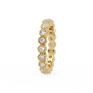 Bague de mariage unique en or jaune 14 carats avec diamants de laboratoire ronds sertis sur toute la surface, bijoux personnalisés, vente en gros directe usine - Product Image 3