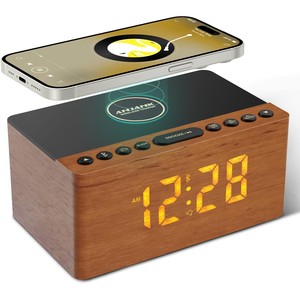 Birch Wood <b>LED</b> Desk <b>Clock</b> Wireless Charger - Wholesale Handcrafted - Product Image 3