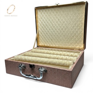 Wholesale Bracelet Rectangle Plain PU Fashion Jewelry <b>Box</b> Luxury Bangle <b>Storage</b> Case with Handle for Women - Product Image 4