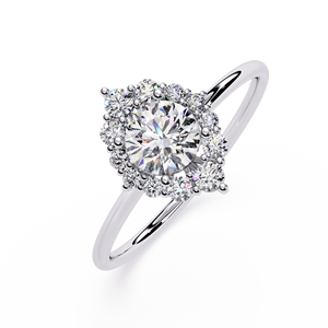 Platinum Oval Cut Diamond Engagement Ring With Halo Setting GIA Certified Natural Diamonds Women's Classic Style - Product Image 2