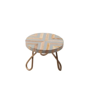 Wholesale Price Mini Wooden Display <b>Stand</b> Resin Top Metal Legs Dessert Riser Serving Tray Decor Item for sale - Product Image 1