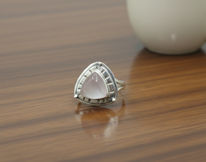 Natural Rose <b>Quartz</b> Triangle <b>Ring</b> 925 Silver Rose Gold Yellow Gold Plated Handmade Gemstone Statement Jewelry Christmas gift - Product Image 5