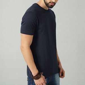 Nouveauté T-shirt uni à col ras du cou pour homme, marque privée, manches contrastantes, grammage lourd 200 GSM, coupe ajustée décontractée - Product Image 2
