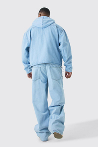 Jeans Streetwear Homme Coupe Droite Ample Jambe Large Écologique Logo Personnalisé Délavé Coupe Oversize Hiver Automne - Product Image 3