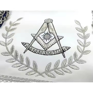 High Quality Customized Masonic <b>Aprons</b> Master Blue Lodge Embroidery Crafts Royal Blue <b>White</b> Silver Embroidery Needlework - Product Image 5