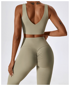 Ensemble de yoga pour femme 2026 de haute qualité, manches longues, taille haute froncée, personnalisable OEM, vente en gros, 4 pièces, extensible dans les quatre sens, couleur unie - Product Image 4