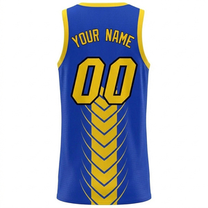 Custom Basketball Jersey <b>Set</b> Blue Yellow V-Neck Sublimation Print Men's Quick Dry Sporty Uniforms Summer - Product Image 3