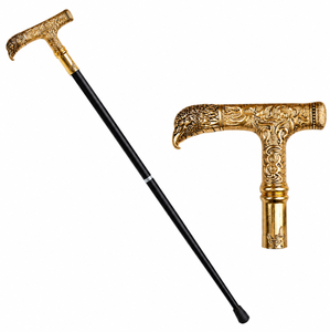 Élégante Canne de Luxe en Alliage Aigle Doré avec Embout en Caoutchouc pour Costumes Steampunk, Jeux de Rôle et Soirées à Thème - Product Image 1