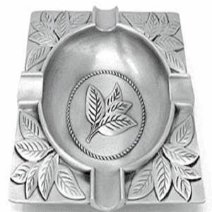 Cendrier carré en acier inoxydable avec motif feuille, classique, pour la maison et le bureau, en promotion - Product Image 1