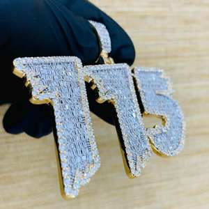Pendentif Lettre Personnalisé Hip Hop Iced Out pour Chaîne Cuban Link en Argent 925 avec Moissanite – Lettre Initiale ou Chiffre - Product Image 2