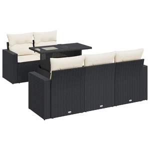 Ensemble de canapés de jardin 6 pièces en rotin PE noir avec pieds réglables, mobilier d'extérieur au design contemporain - Product Image 2