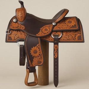 Compre en Línea Silla de Montar Inglesa de Cuero Genuino para Caballo con Herrajes de Latón y Arco de Madera para Equitación - Product Image 2