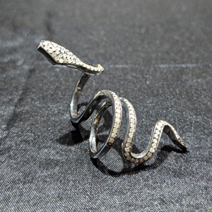 Bague Serpent Victorienne Antique REYES en Argent Sterling 925 avec Diamant Naturel, Bijou Fin et Élégant pour Femme, Fait Main - Product Image 3