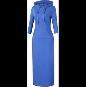MISSKY Vestido maxi informal con capucha y bolsillos para mujer - Product Image 1