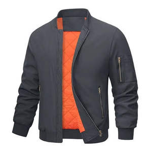 Blouson Bomber Unisexe en Toile Personnalisé à Col Montant avec Logo sur le Devant pour Homme – Style Streetwear Hiver - Product Image 2