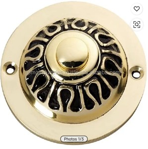 Placa de botón de timbre de latón macizo, diseño decorativo de forma redonda - Product Image 5