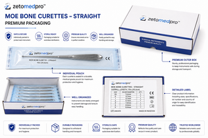 Curetas Óseas MOE Rectas de 3.4mm a 8.9mm, Instrumentos Quirúrgicos Ortopédicos Manuales Clase I con Certificación CE, ZETOMEDPRO - Product Image 3
