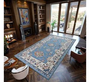 Alfombras modernas de color azul, anudadas a mano, de alta calidad, multicolor, abstractas, tejidas a mano, antideslizantes, con base de espuma, para uso como alfombra de pasillo o para rezar. - Product Image 2