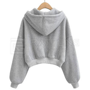 Top corto de alta calidad para mujer, sudaderas con capucha, gran oferta, ropa de calle con logotipo frontal, Top corto con capucha forrado en invierno de longitud corta - Product Image 2