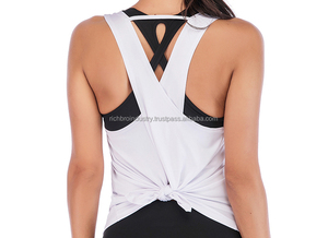Gilet de gymnastique dos nu sans couture pour femmes respirant entraînement haut court plumes paillettes décorations rubans Accent vêtements de fitness actifs - Product Image 5