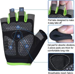 Guantes de Ciclismo para Hombre/Mujer, Guantes de Bicicleta con Almohadilla Antideslizante y Absorbente de Impactos, Medios Dedos - Product Image 2