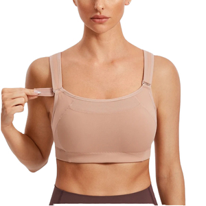 Soutiens-gorge de sport noirs pour femmes grandes tailles, avec logo personnalisé, sans armatures, bretelles réglables, maintien élevé, respirants - Spandex/Nylon - Product Image 5
