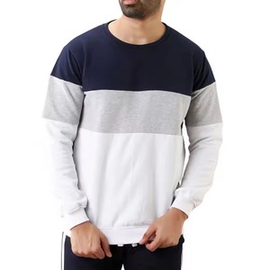Sweat-shirt à col rond pour homme, couleur marine, gris et blanc, à manches longues, décontracté, pour l'automne et l'hiver - Product Image 1