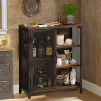 Armoire d'appoint en bois et métal de ferme, buffet rustique avec rangement pour cuisine et salle à manger, durable et élégant